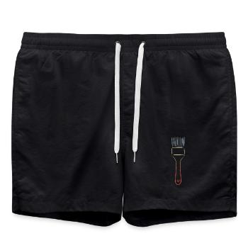 Pinceaux Vintage - Short de bain - noir - Devant - AI Model Male 185 light (185cm)