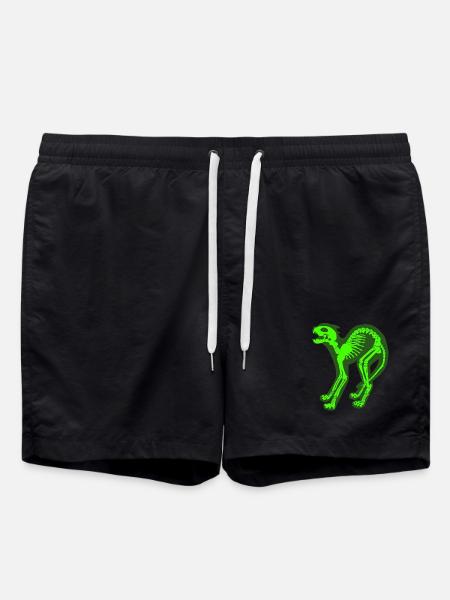 Skeleton Cat - Swim Trunks - black