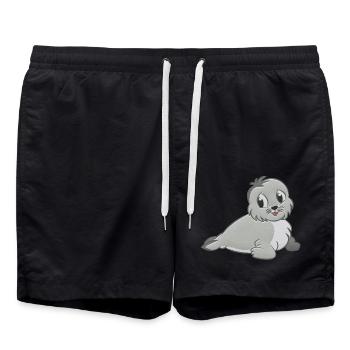 Robbe Plüschtier - Badeshorts - Schwarz - Vorne - AI Model Male 185 light (185cm)