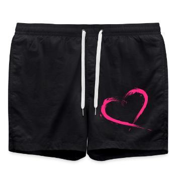 Heart Design Brush pink pink New variant - Swim Trunks - black - Front - AI Model Male 185 light (185cm)