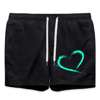 Herz Design Türkis Vektor neu - Badeshorts - Schwarz - Vorne - AI Model Male 185 light (185cm)