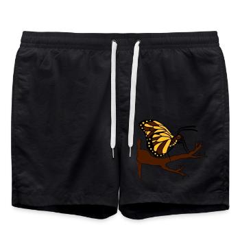 schmetterling auf ast baum wald insekt fluegel - Badeshorts - Schwarz - Vorne - AI Model Male 185 light (185cm)