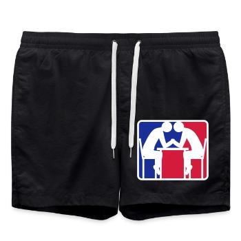 bras de fer logo logo bleu rouge lutte Armwrestli - Short de bain - noir - Devant - AI Model Male 185 light (185cm)
