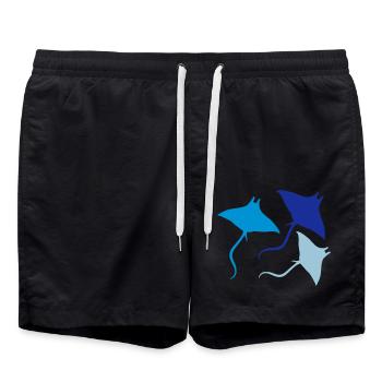 colorful 3 stingray swim diving silhouette - Swim Trunks - black - Front - AI Model Male 185 light (185cm)