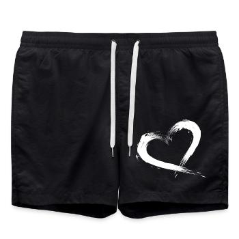 heart - Swim Trunks - black - Front - AI Model Male 185 light (185cm)