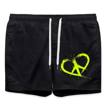 Symbole de la paix coeur hippie paix la liberté - Short de bain - noir - Devant - AI Model Male 185 light (185cm)