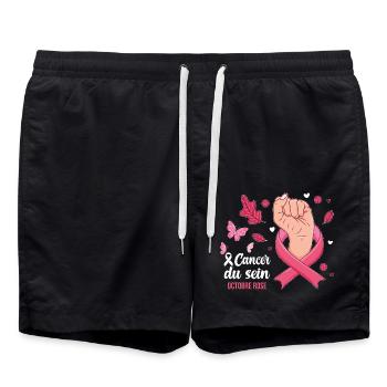 Octobre Rose Cancer du Sein Ruban Cadeau - Short de bain - noir - Devant - AI Model Male 185 light (185cm)