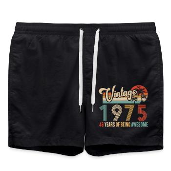 Vintage 1975 Anniversaire 46 ans D'être Awesome - Short de bain - noir - Devant - AI Model Male 185 light (185cm)