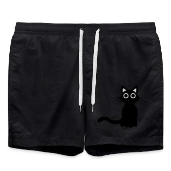 Cute black cat - Swim Trunks - black - Front - AI Model Male 185 light (185cm)