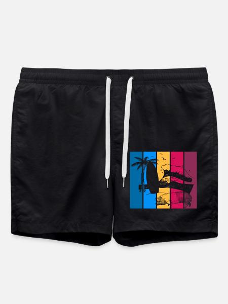 Pig Surfboard Surfboard Surfer Beach - Swim Trunks - black