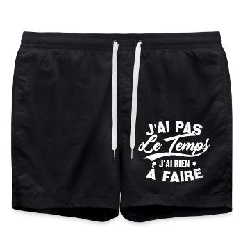 J’ai pas l’temps j’ai rien à faire - Short de bain - noir - Devant - AI Model Male 185 light (185cm)