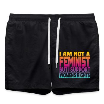 Supports women's rights - Swim Trunks - black - Front - AI Model Male 185 light (185cm)