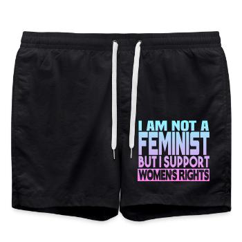 Supports women's rights - Swim Trunks - black - Front - AI Model Male 185 light (185cm)