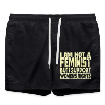 Supports women's rights - Swim Trunks - black - Front - AI Model Male 185 light (185cm)