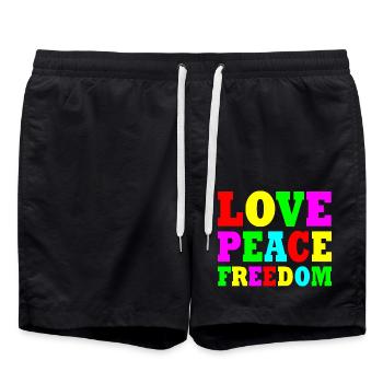 Love peace freedom - Badeshorts - Schwarz - Vorne - AI Model Male 185 light (185cm)