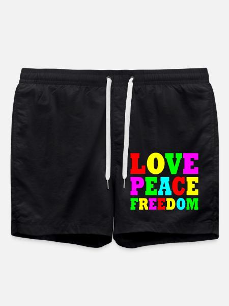 Love peace freedom - Swim Trunks - black