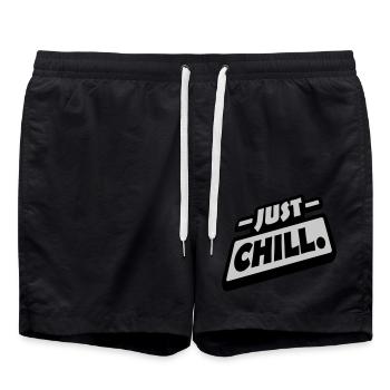 Just Chill Text Logo - Swim Trunks - black - Front - AI Model Male 185 light (185cm)