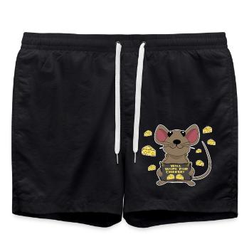 Drôle de fromage de souris - Short de bain - noir - Devant - AI Model Male 185 light (185cm)