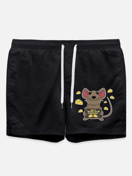 Funny mouse cheese - Swim Trunks - black