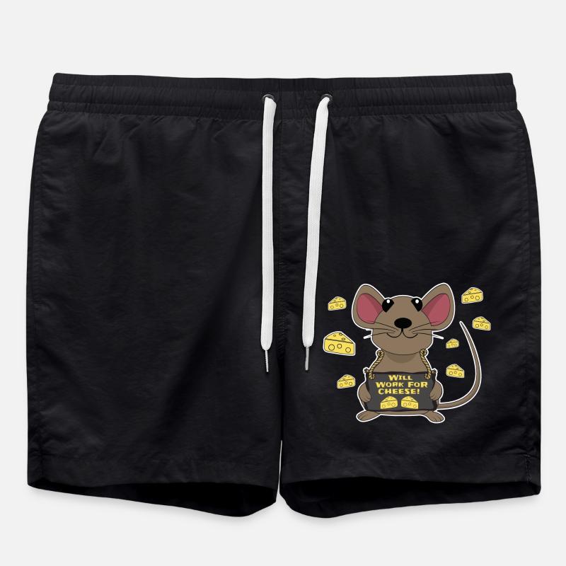 Lustige Maus Käse - Badeshorts - Schwarz