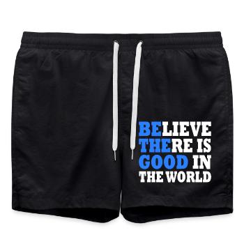 believe there is good in the world - Swim Trunks - black - Front - AI Model Male 185 light (185cm)