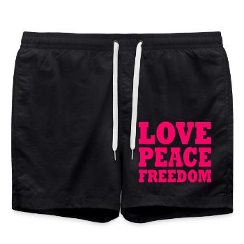Love peace freedom - Short de bain - noir - Devant - AI Model Male 185 light (185cm)