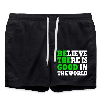 believe there is good in the world - Swim Trunks - black - Front - AI Model Male 185 light (185cm)