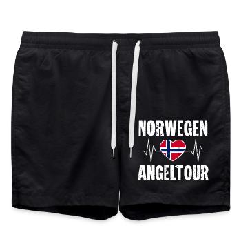Norwegen Angeltour Angeln Angler - Badeshorts - Schwarz - Vorne - AI Model Male 185 light (185cm)