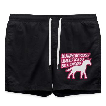 unicorn always be yourself - Swim Trunks - black - Front - AI Model Male 185 light (185cm)