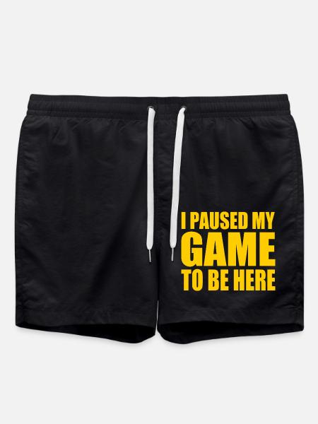 I Paused my game to be here - Swim Trunks - black