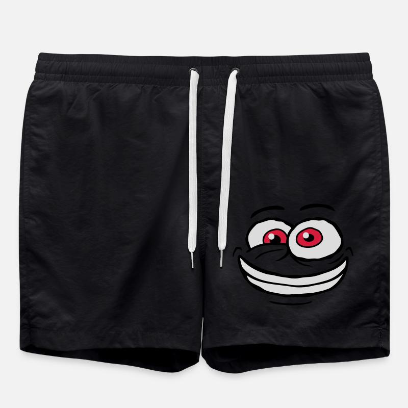 Crazy Comic Face Design - Swim Trunks - black
