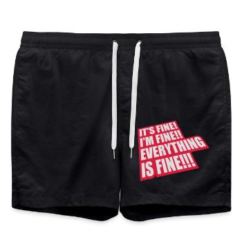 everything is fine quote - Swim Trunks - black - Front - AI Model Male 185 light (185cm)