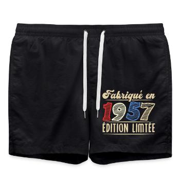 Fabriqué en 1957, Vintage cadeau d'anniversaire - Short de bain - noir - Devant - AI Model Male 185 light (185cm)