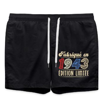 Fabriqué en 1943, Vintage cadeau d'anniversaire - Short de bain - noir - Devant - AI Model Male 185 light (185cm)