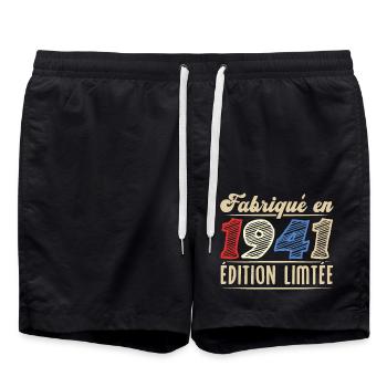 Fabriqué en 1941, Vintage cadeau d'anniversaire - Short de bain - noir - Devant - AI Model Male 185 light (185cm)