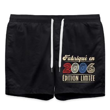Fabriqué en 2006, Vintage cadeau d'anniversaire - Short de bain - noir - Devant - AI Model Male 185 light (185cm)