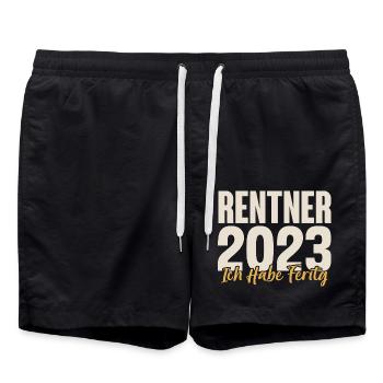Rentner 2023 Ruhestand - Badeshorts - Schwarz - Vorne - AI Model Male 185 light (185cm)