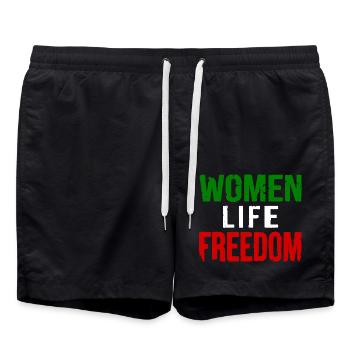 Women life freedom - Swim Trunks - black - Front - AI Model Male 185 light (185cm)