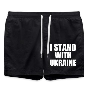 I stand with ukraine - Short de bain - noir - Devant - AI Model Male 185 light (185cm)