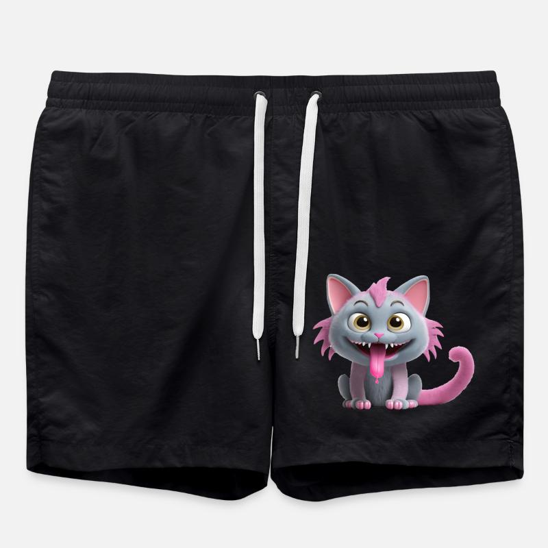 Cat monster creepy and cute - Swim Trunks - black