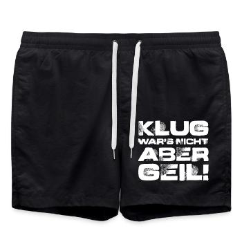 Klug wars nicht - Badeshorts - Schwarz - Vorne - AI Model Male 185 light (185cm)