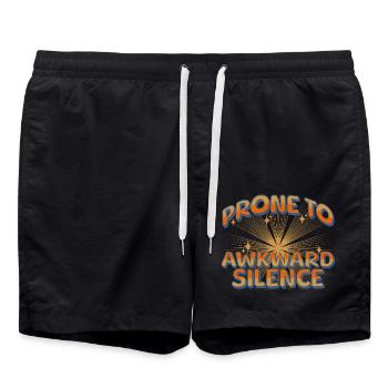 prone to awkward silence - Swim Trunks - black - Front - AI Model Male 185 light (185cm)