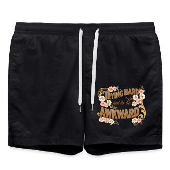 trying hard not to be awkward - Swim Trunks - black - Front - AI Model Male 185 light (185cm)