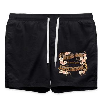 trying hard to meet your expectations - Swim Trunks - black - Front - AI Model Male 185 light (185cm)