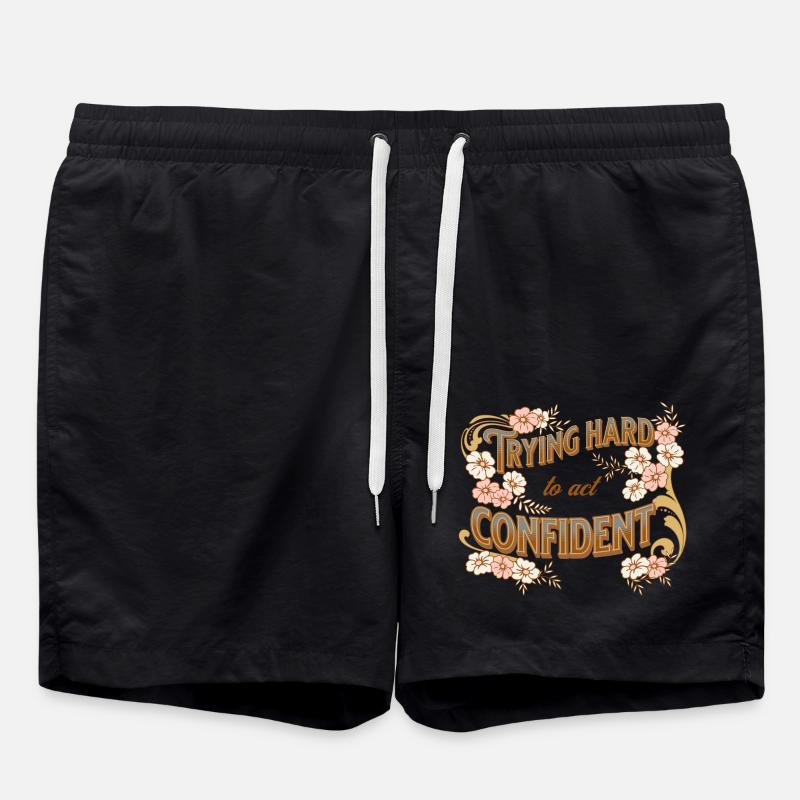 trying hard to act confident - Swim Trunks - black