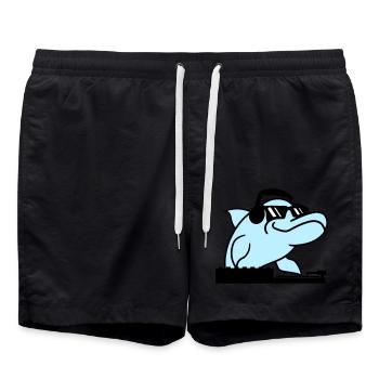 Lustiger DJ Delfin Mischpult Cool Party Musik Fun - Badeshorts - Schwarz - Vorne - AI Model Male 185 light (185cm)