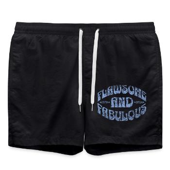 Flawsome and fabulous in vintage blau - Swim Trunks - black - Front - AI Model Male 185 light (185cm)