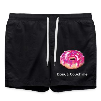 Donut touch me white funny pixel - Badeshorts - Schwarz - Vorne - AI Model Male 185 light (185cm)