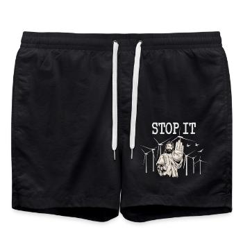 Stopp Windkraft - Jesus igegen Windenergie - Badeshorts - Schwarz - Vorne - AI Model Male 185 light (185cm)