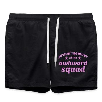 Proud member of the awkward squad in pink - Swim Trunks - black - Front - AI Model Male 185 light (185cm)